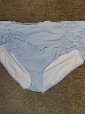 Plus Size Tummy Control Shirred High Waist Swim Bottoms 2X